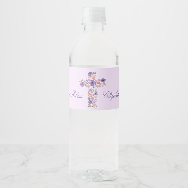 Wasserfarbene Lila Blume Kreuz Erste Kommune (Vorderseite)