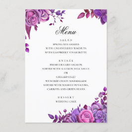 Wasserfarbene lila Hochzeit. Romantischer Lavendel Menükarte