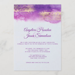 Wasserfarbene Lila Pflaume Mauve Goldhochzeit Einladung