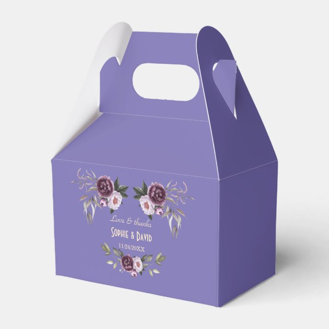 Wasserfarbene Lila rosa Blumenzehen Geschenkschachtel (Vorderseite)