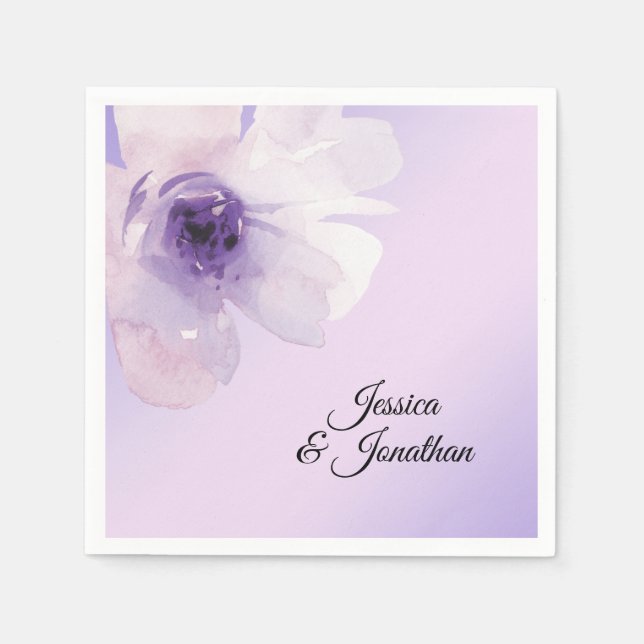 Wasserfarbene Lila Violettcreme Serviette (Vorderseite)