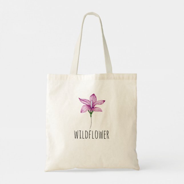 Wasserfarbene Lila Wildblume Girl-Tochter-Geschenk Tragetasche (Rückseite)
