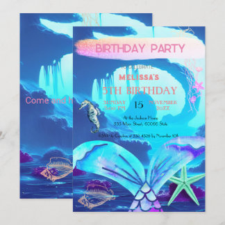 Wasserfarbene Meerestiere Einladung zur Geburtstag