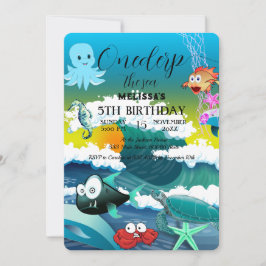 Wasserfarbene Meerestiere Einladung zur Geburtstag