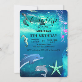 Wasserfarbene Meerestiere Einladung zur Geburtstag