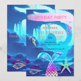 Wasserfarbene Meerestiere Einladung zur Geburtstag