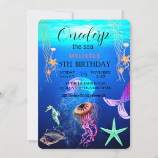 Wasserfarbene Meerestiere Einladung zur Geburtstag