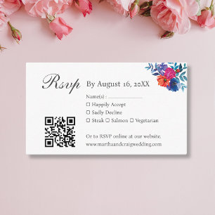 Wasserfarbene mexikanische Fiesta-Hochzeit RSVP QR Begleitkarte