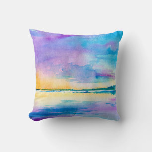 Wasserfarbene minimalistische abstrakte Landschaft Kissen
