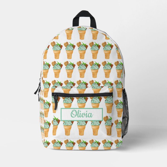 Wasserfarbene Minze Schokolade Eiscreme Personalis Bedruckter Rucksack (Vorderseite)