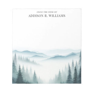 Wasserfarbene Misty Mountains vom Schreibtisch aus Notizblock