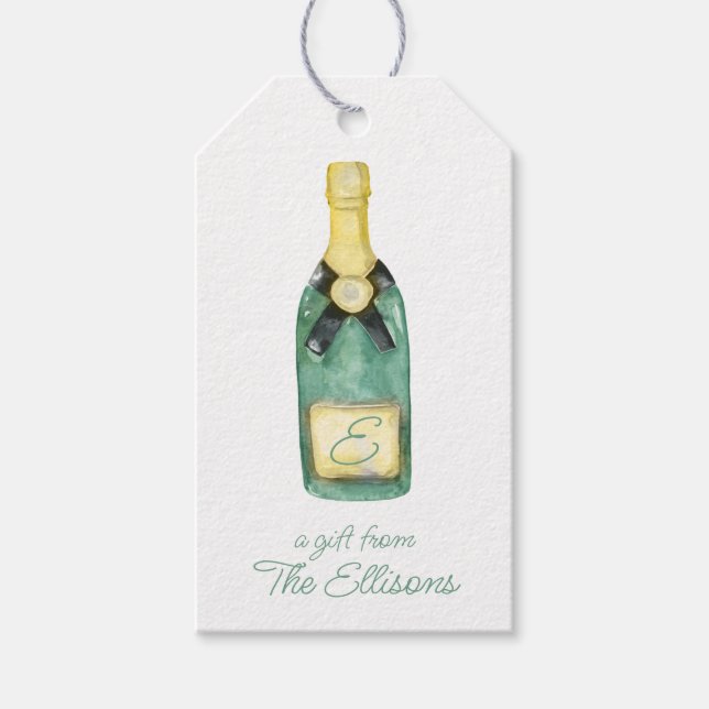 Wasserfarbene Mit Monogramm Wine - Geschenkartikel Geschenkanhänger (Vorderseite)