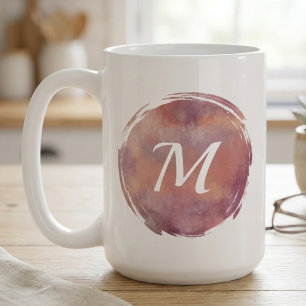 Wasserfarbene Monogramm mit warmer Pinselzeichnung Kaffeetasse