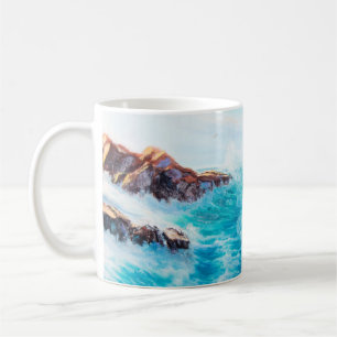 Wasserfarbene nahtlose Muster mit handgemalten bla Kaffeetasse