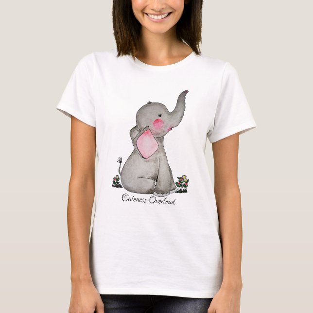 Wasserfarbene Niedliche Babynahrung mit Blush & Bl T-Shirt (Vorderseite)