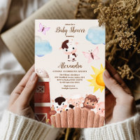 Wasserfarbene Niedliche Landtiere Barnyard Baby Sh