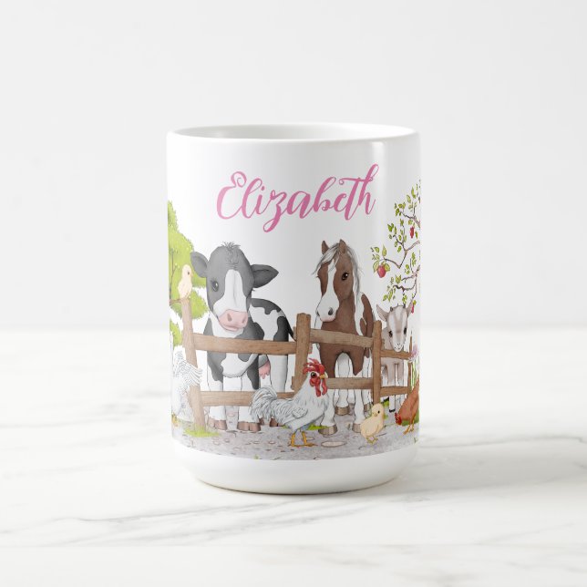 Wasserfarbene Niedliche Landtiere Kaffeezucht Tass Kaffeetasse (Mittel)
