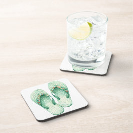 WASSERFARBENE PASTEL GRÜNE SEQUINIERTE FLIP-FLOPS GETRÄNKEUNTERSETZER