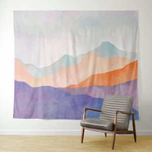 Wasserfarbene Pastelgebirge Natur Landschaft Wandteppich