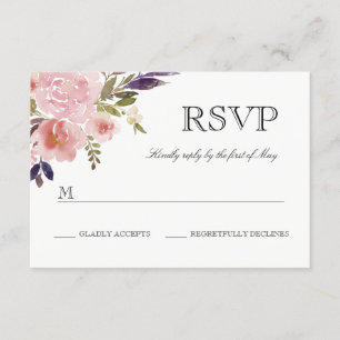 Wasserfarbene Peonies Rosa Lila UAWG RSVP Karte