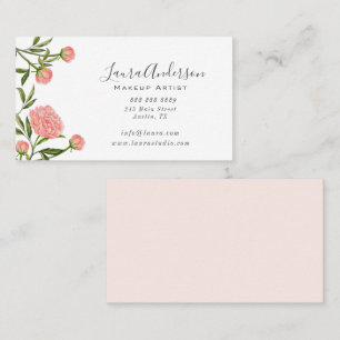 Wasserfarbene Peony Makeup artist Business Card Visitenkarte