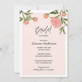 Wasserfarbene Peony Modern Pink Brautparty Einladung