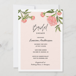 Wasserfarbene Peony Modern Pink Brautparty Einladung