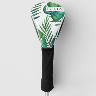 Wasserfarbene Personalisierte tropische Blätter Golf Headcover