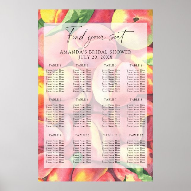 Wasserfarbene Pfirsiche Poster (Vorne)