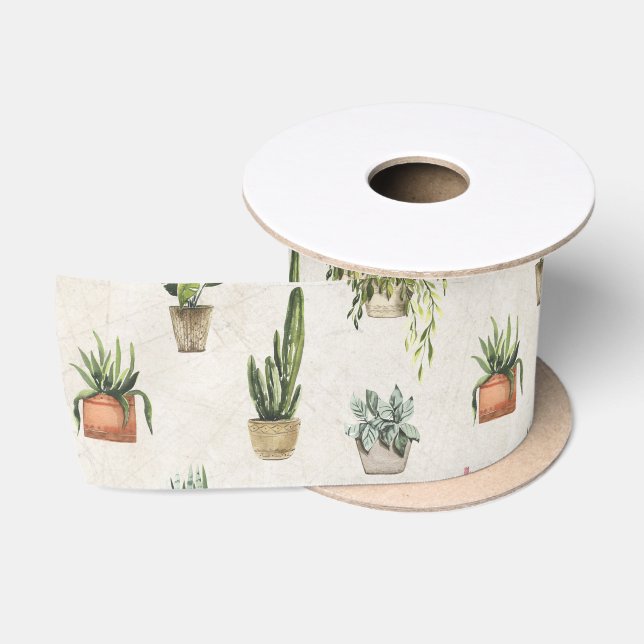 Wasserfarbene Pflanze Satinband (Spule)