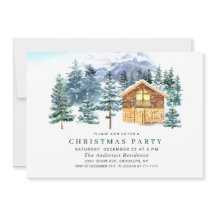 Wasserfarbene Pine Tree Chic Weihnachtsfeier