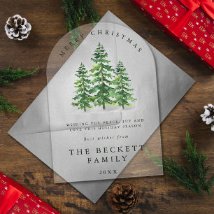 Wasserfarbene Pine Tree Forest Karte Acryleinladungen