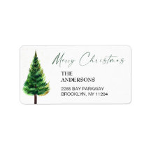 Wasserfarbene Pine Tree Weihnachten Rücksendeadres