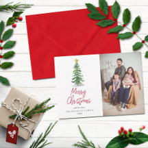 Wasserfarbene Pine Tree Weihnachtsfeiertag Foto