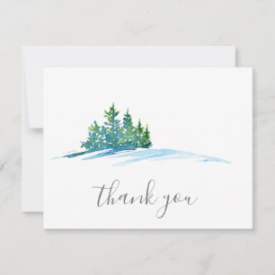 Wasserfarbene Pine Trees Snowscape Dankeskarte