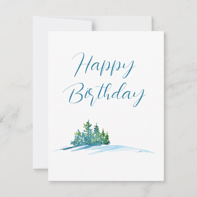 Wasserfarbene Pine Trees Snowscape Karte (Vorderseite)