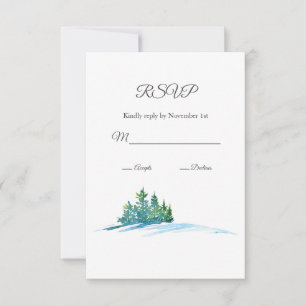Wasserfarbene Pine Trees Snowscape RSVP Karte