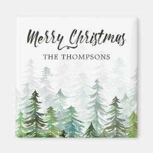 Wasserfarbene Pine Trees Weihnachten Magnet