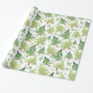 Wasserfarbene Pinienbäume Moderne Rustikale Geschenkpapier