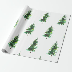 Wasserfarbene Pinienbäume Winterurlaub Geschenkpapier