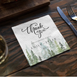 Wasserfarbene Pinienwälder Hochzeit nach Maß Serviette