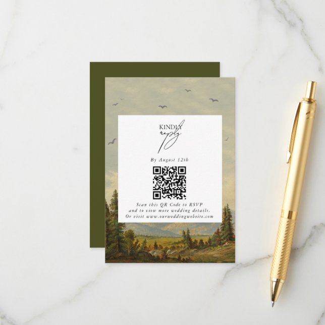Wasserfarbene Pinienwälder Hochzeiten Begleitkarte (Vorderseite/Rückseite Beispiel)