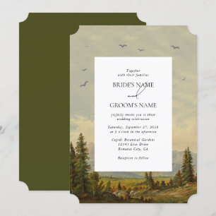 Wasserfarbene Pinienwälder Hochzeiten Einladung