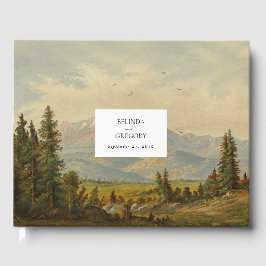 Wasserfarbene Pinienwälder Hochzeiten Gästebuch