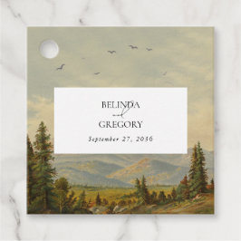 Wasserfarbene Pinienwälder Hochzeiten Geschenkanhänger