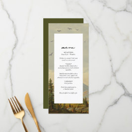 Wasserfarbene Pinienwälder Hochzeiten Menükarte
