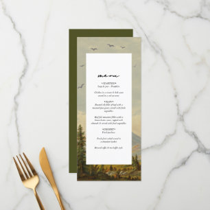 Wasserfarbene Pinienwälder Hochzeiten Menükarte