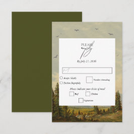 Wasserfarbene Pinienwälder Hochzeiten RSVP Karte