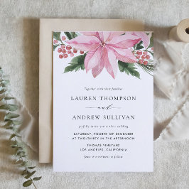 Wasserfarbene Pink Poinsettia Hochzeit der Blumen Einladung