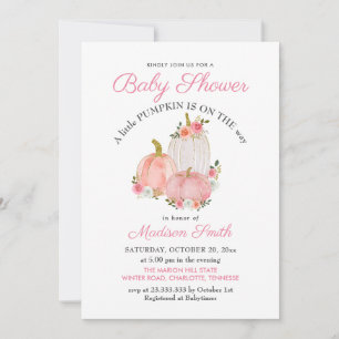 Wasserfarbene Pink Pumpkins Rose   Babydusche Einladung